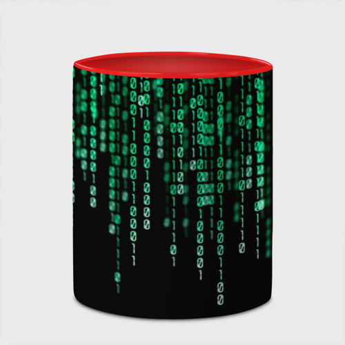Кружка с полной запечаткой Цифровой поток из матрицы, цвет белый + красный - фото 4