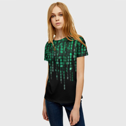 Женская футболка 3D Цифровой поток из матрицы - фото 2