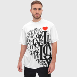 Мужская футболка oversize 3D Love - текстовое сердце - фото 2