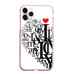 Чехол для iPhone 11 Pro Max матовый Love - текстовое сердце