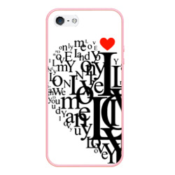 Чехол для iPhone 5/5S матовый Love - текстовое сердце