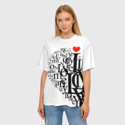 Женская футболка oversize 3D Love - текстовое сердце - фото 2