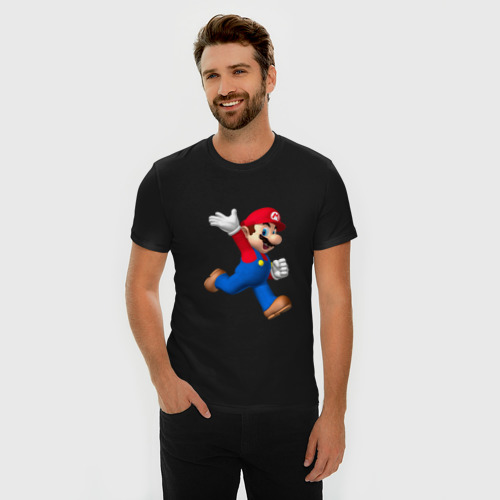 Мужская футболка хлопок Slim Super Mario, цвет черный - фото 3