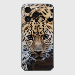 Чехол для iPhone 15 Pro силиконовый с защитой камеры Леопард