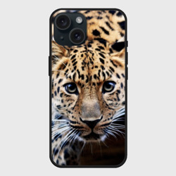 Чехол силиконовый для Apple iPhone 15 матовый Леопард