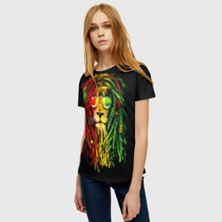 Женская футболка 3D Ямайка - лев с дредами - фото 2