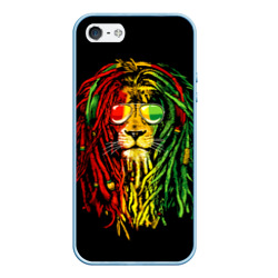 Чехол для iPhone 5/5S матовый Ямайка - лев с дредами