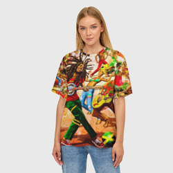 Женская футболка oversize 3D Боб Марли - вечеринка - фото 2