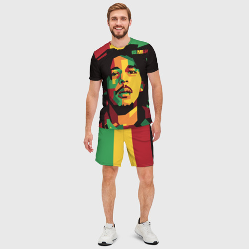Мужской костюм с шортами 3D Боб Марли поп-арт, цвет 3D печать - фото 3