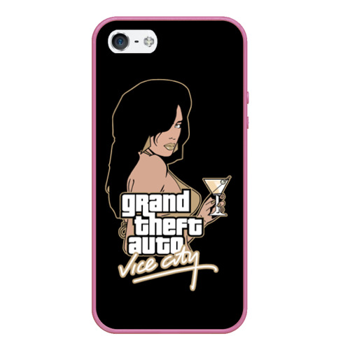 Чехол для iPhone 5/5S матовый GTA - vice city girl, цвет малиновый