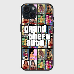 Чехол силиконовый для Apple iPhone 15 матовый GTA - все девушки персонажи