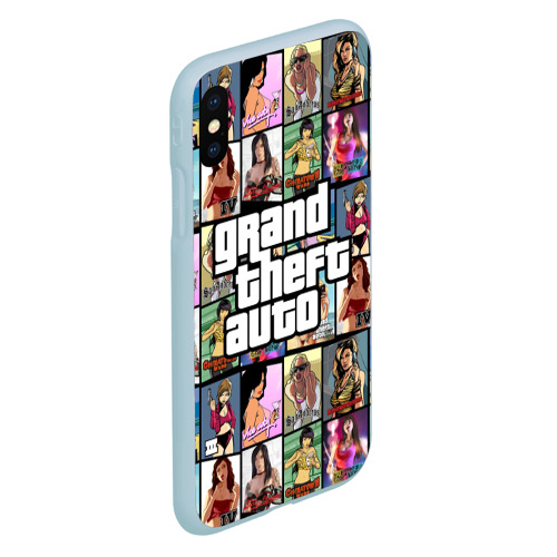 Чехол для iPhone XS Max матовый GTA - все девушки персонажи, цвет голубой - фото 3