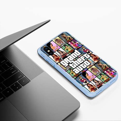 Чехол для iPhone XS Max матовый GTA - все девушки персонажи, цвет голубой - фото 5