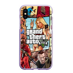 Чехол для iPhone XS Max матовый Все GTA на одном постере