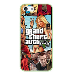 Чехол для iPhone 5/5S матовый Все GTA на одном постере