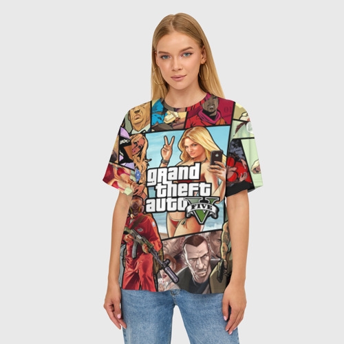 Женская футболка oversize 3D Все GTA на одном постере, цвет 3D печать - фото 3