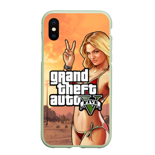 Чехол для iPhone XS Max матовый GTA V girl, цвет салатовый