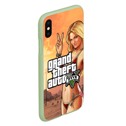 Чехол для iPhone XS Max матовый GTA V girl, цвет салатовый - фото 3