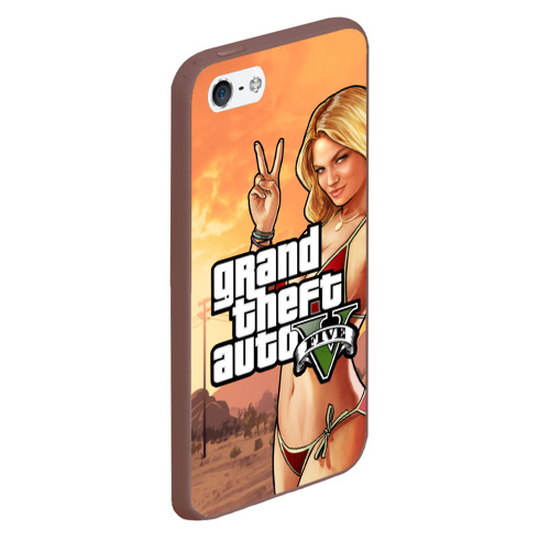 Чехол для iPhone 5/5S матовый GTA V girl, цвет коричневый - фото 3