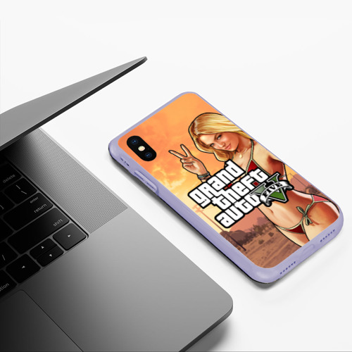 Чехол для iPhone XS Max матовый GTA V girl, цвет светло-сиреневый - фото 5