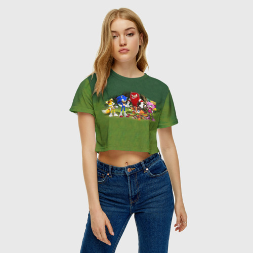 Женская футболка Crop-top 3D Соник Бум, цвет 3D печать - фото 3