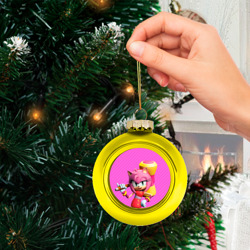 Ёлочный шар стеклянный/пластиковый Эми Роуз - фото 2