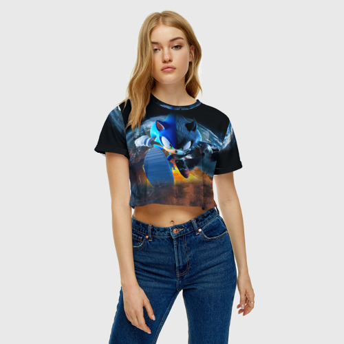 Женская футболка Crop-top 3D Соник Бум, цвет 3D печать - фото 3