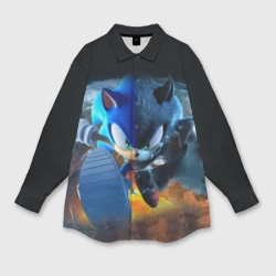 Женская рубашка oversize 3D Соник Бум