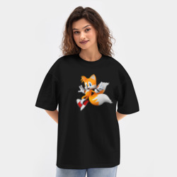 Женская футболка Oversize хлопок texturе Лисенок Тейлз - фото 2