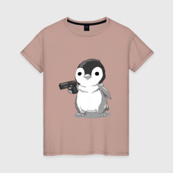 Женская футболка хлопок Пингвин