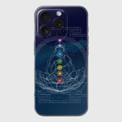 Чехол для iPhone 16 Pro Max силиконовый с защитой камеры Йога мандала - энергетические зоны