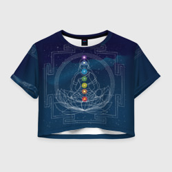 Женская футболка Crop-top 3D Йога мандала - энергетические зоны