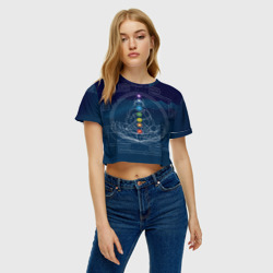 Женская футболка Crop-top 3D Йога мандала - энергетические зоны - фото 2