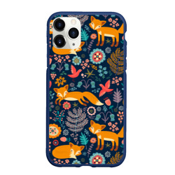 Чехол для iPhone 11 Pro Max матовый Лисички паттерн