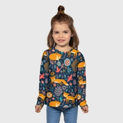 Детский лонгслив 3D Лисички паттерн - фото 2