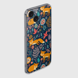 Чехол для iPhone 15 силиконовый с защитой камеры Лисички паттерн - фото 2