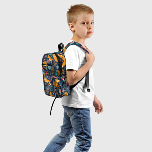 Детский рюкзак 3D с принтом Лисички паттерн, вид сзади #1