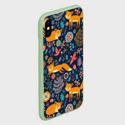 Чехол для iPhone XS Max матовый Лисички паттерн - фото 2