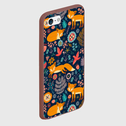 Чехол для iPhone 5/5S матовый Лисички паттерн - фото 2