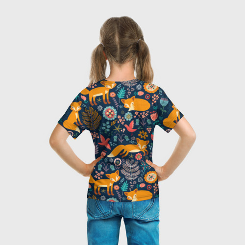 Детская футболка 3D Лисички паттерн, цвет 3D печать - фото 6
