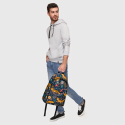 Рюкзак с принтом Лисички паттерн для любого человека, вид спереди №5. Цвет основы: белый