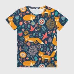 Женская футболка 3D Лисички паттерн