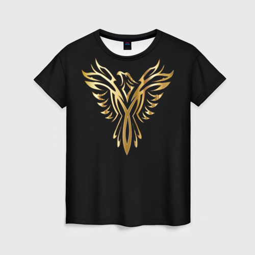 Женская футболка 3D с принтом Gold Phoenix, вид спереди #2