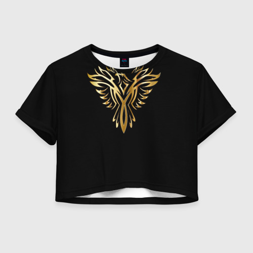 Женская футболка Crop-top 3D Gold Phoenix, цвет 3D печать