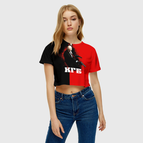 Женская футболка Crop-top 3D КГБ, цвет 3D печать - фото 3