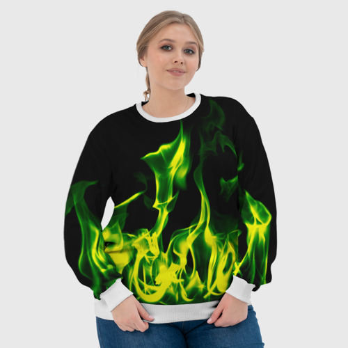 Женский свитшот 3D Зелёный огонь, цвет 3D печать - фото 6