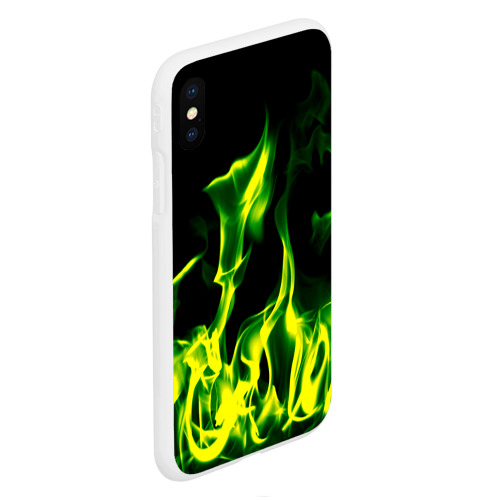 Чехол для iPhone XS Max матовый Зелёный огонь, цвет белый - фото 3