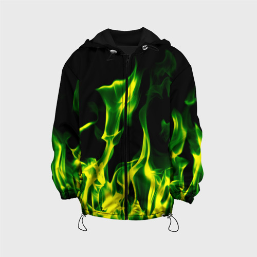 Детская куртка 3D Зелёный огонь, цвет черный