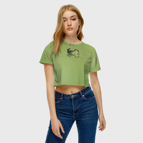 Женская футболка Crop-top 3D Лягушка, цвет 3D печать - фото 3