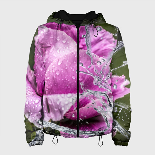 Женская куртка 3D Душа цветов, цвет черный